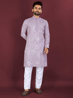 Thumbnail for Neera Trendz Purple Soft Silk Embroidered Men's Kurta Pyjama - Distacart