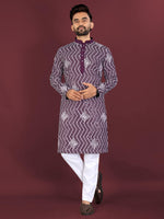 Thumbnail for Neera Trendz Wine Soft Silk Embroidered Men's Kurta Pyjama