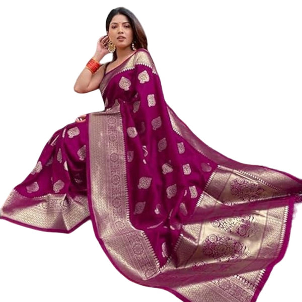Vamika Weaving Banarasi Jacquard Purple Kanjivaram Saree - Distacart