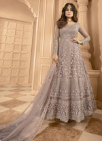 Thumbnail for Vegaa Fashion Onion Pink Net Embroidered Anarkali Suit