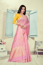 Thumbnail for Vedant Vastram Litchi Silk Designer Banarasi Saree - Pink - Distacart