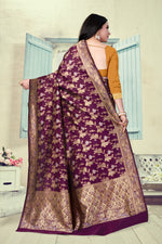 Thumbnail for Vedant Vastram Litchi Silk Designer Banarasi Saree - Wine - Distacart