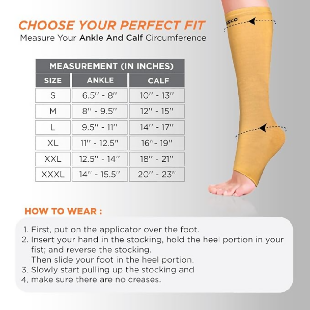 Vissco Medical Compression Stockings (Below Knee) - Beige - 1 Pair - Distacart