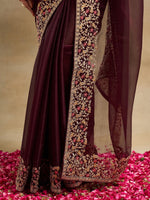 Thumbnail for kasee Solid Embroidered Saree - Distacart