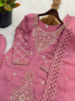 Thumbnail for Teeya Creation Pink Color Gimmychu Silk Embroidery Work Wedding Wear Salwar Suit - Distacart