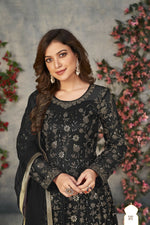 Thumbnail for Anaita Black Embroidered Net Stitched Anarkali suit - Distacart