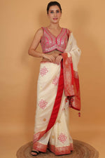 Thumbnail for Joban Fashion Silk Zari And Sequence Work Padded Blouse - Hot Pink
