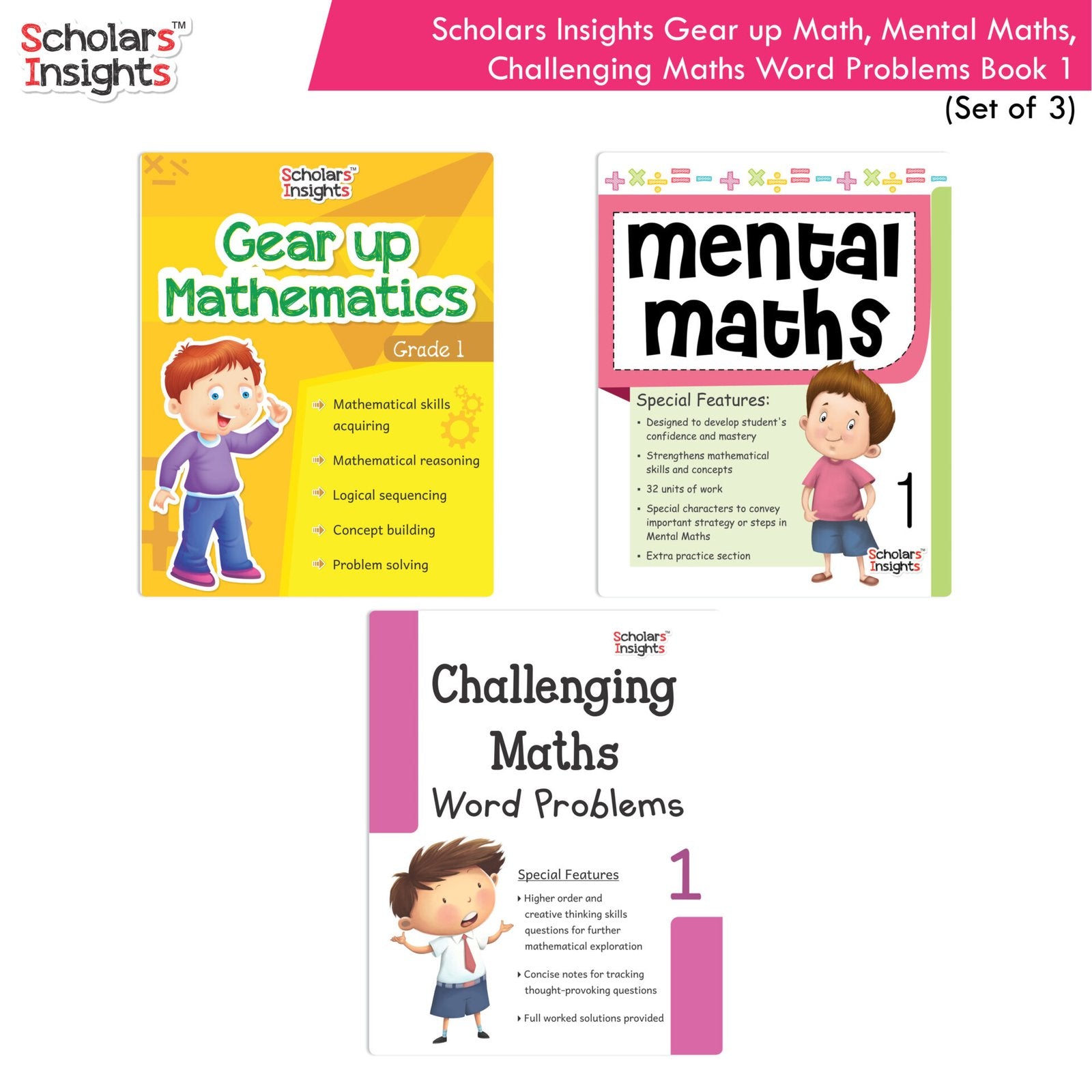 Scholars Insight Combo Set of Mathematics Workbooks For Grade 1| Set of 3| Problem Solving Book for Kids - Distacart