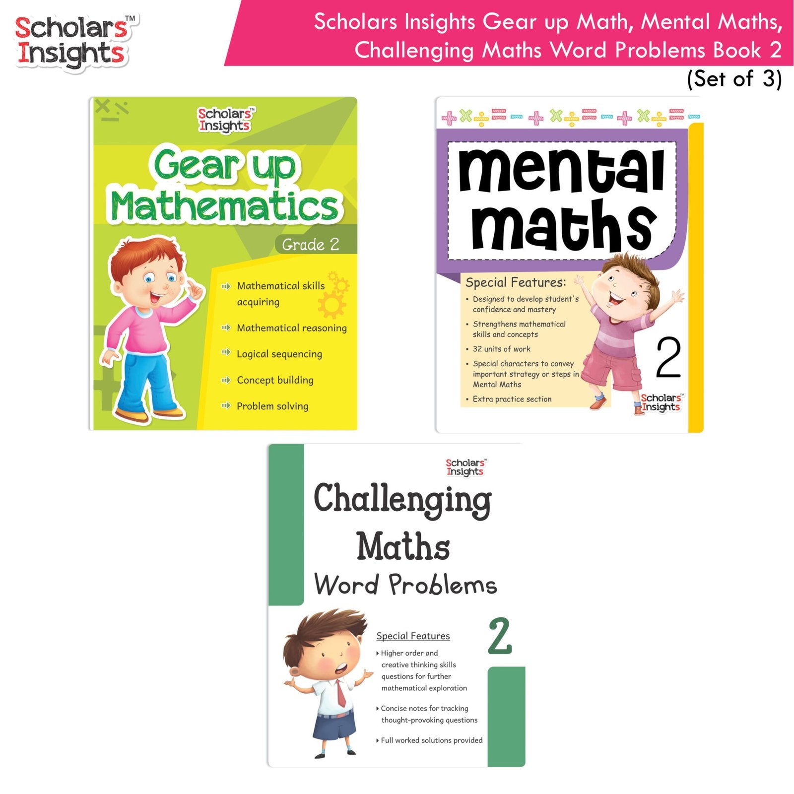 Scholars Insight Combo Set of Mathematics Workbooks For Grade 2| Set of 3| Problem Solving Book for Kids - Distacart