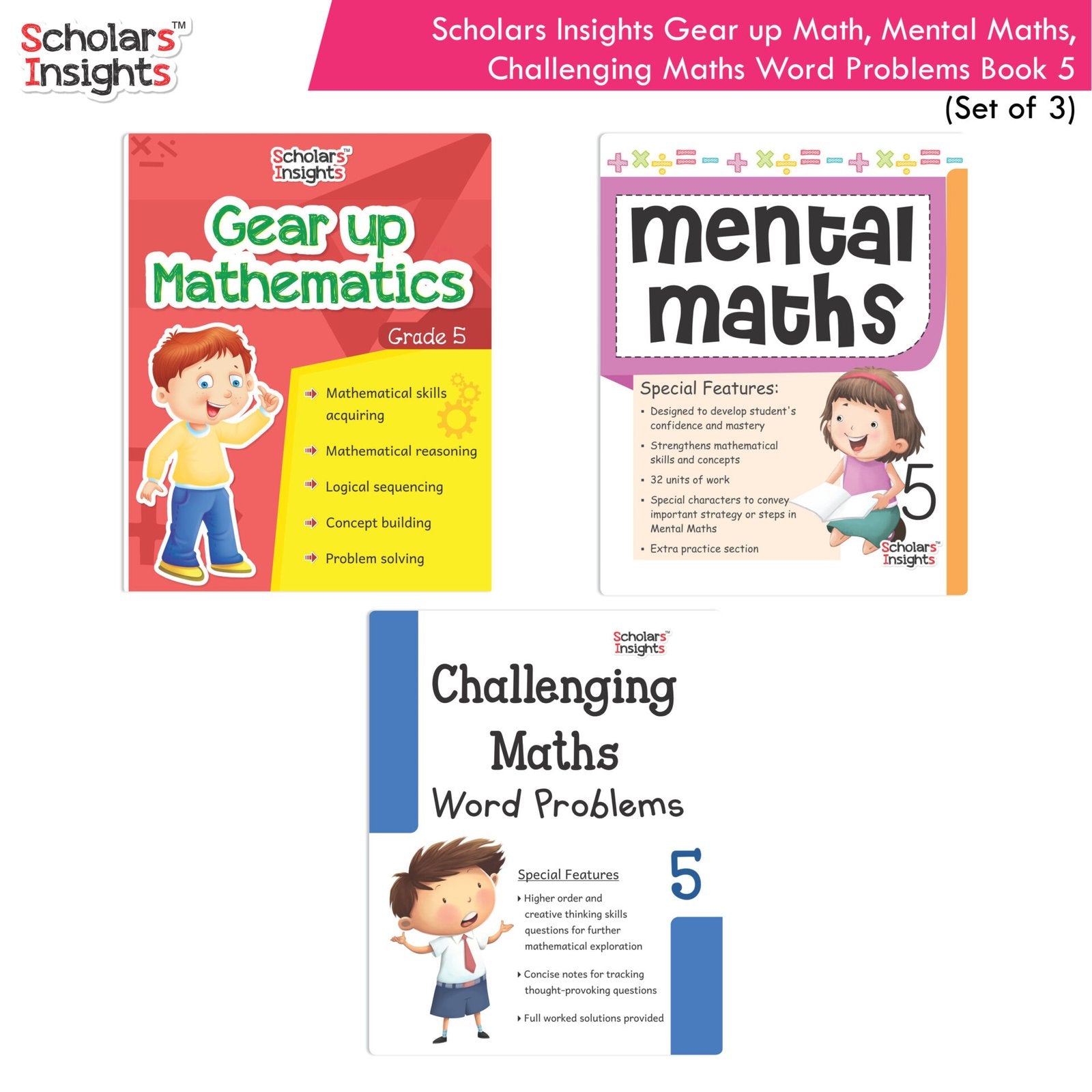 Scholars Insight Combo Set of Mathematics Workbooks For Grade 5| Set of 3| Problem Solving Book for Kids - Distacart
