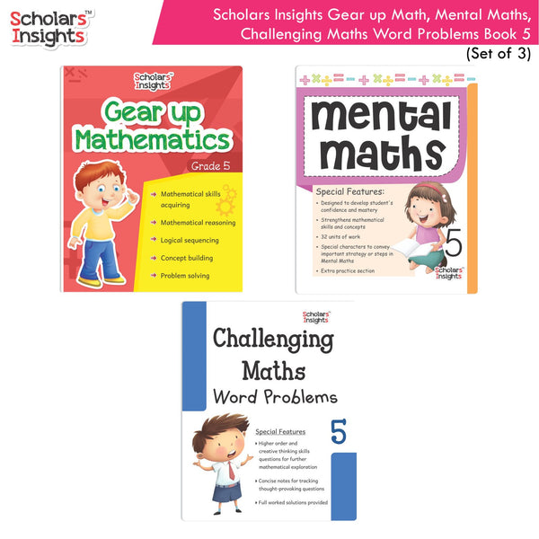 Scholars Insight Combo Set of Mathematics Workbooks For Grade 5| Set of 3| Problem Solving Book for Kids