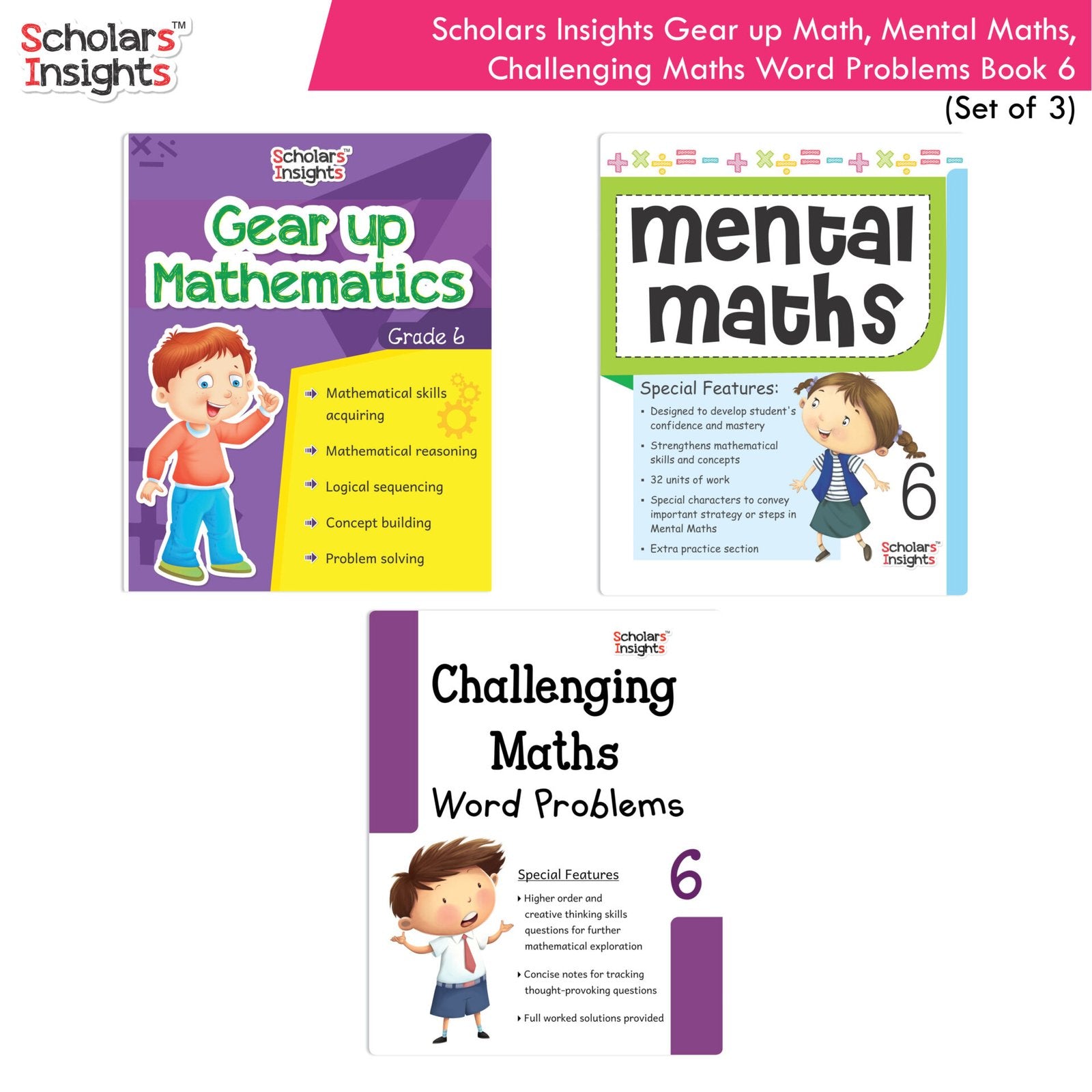 Scholars Insight Combo Set of Mathematics Workbooks For Grade 6| Set of 3| Problem Solving Book for Kids - Distacart