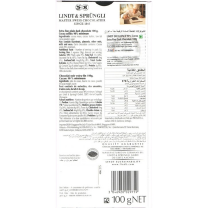 Lindt Excellence 90% Cocoa Dark Supreme Chocolate - Dista