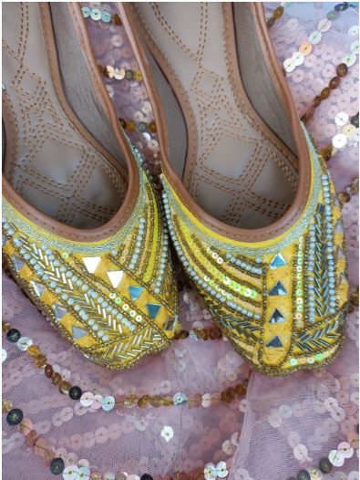Desi Colour Women Indian Ethnic Footwear-Yellow Mirror Emb - Distacart