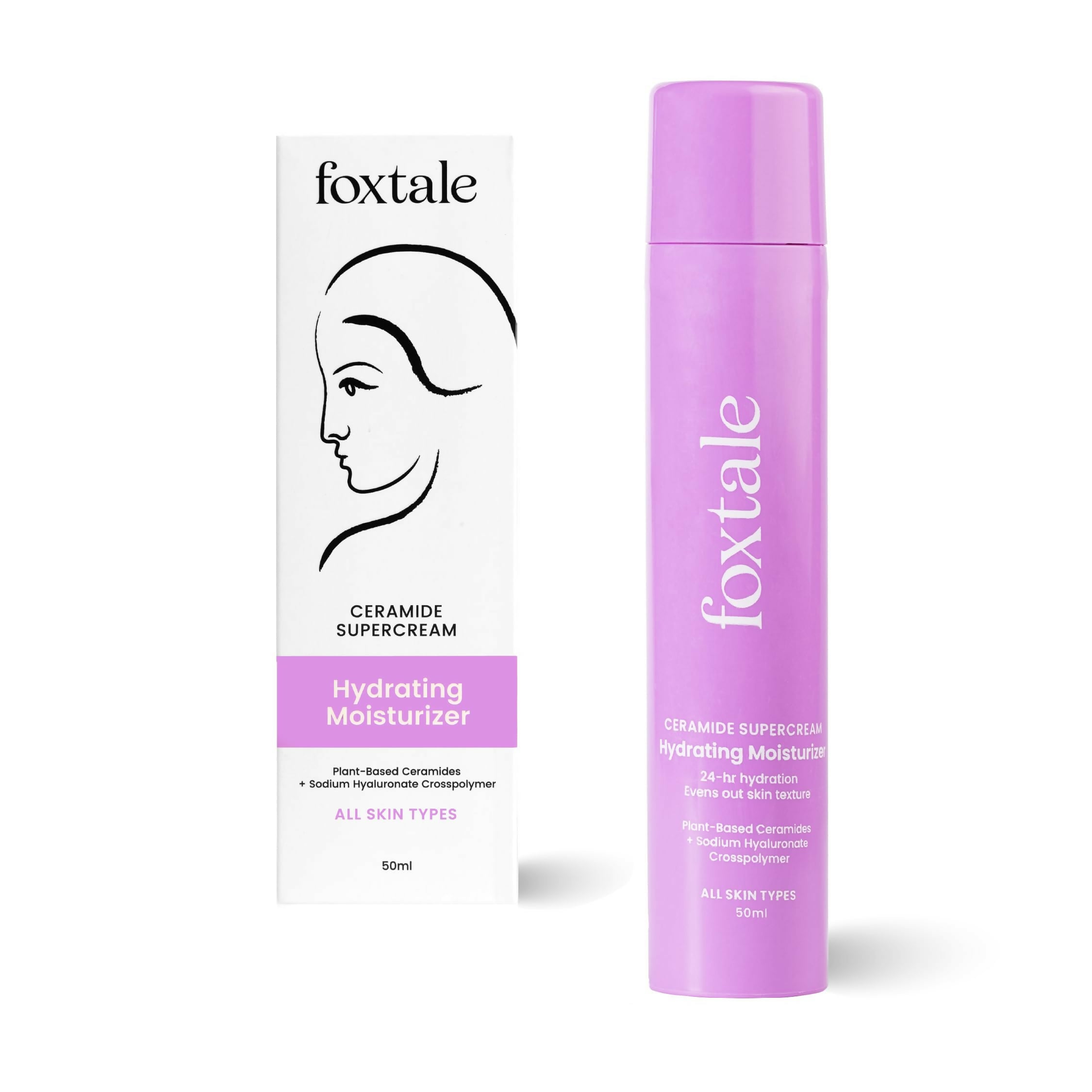 Foxtale Hydrating Ceramide Moisturizer With Hyaluronic Acid - Repairs Skin Barrier and Texture - Distacart