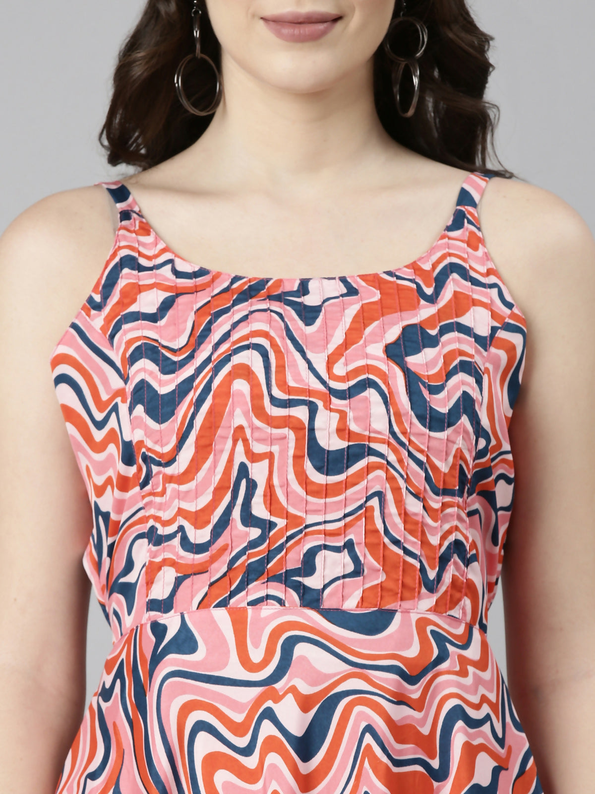 Souchii Multicolour Abstract Print Fit & Flare Midi Dress - Dista
