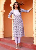 Thumbnail for Alvano Printed Straight Kurti with Pant and Dupatta Set for Womens's and Girls Rayon - Distacart