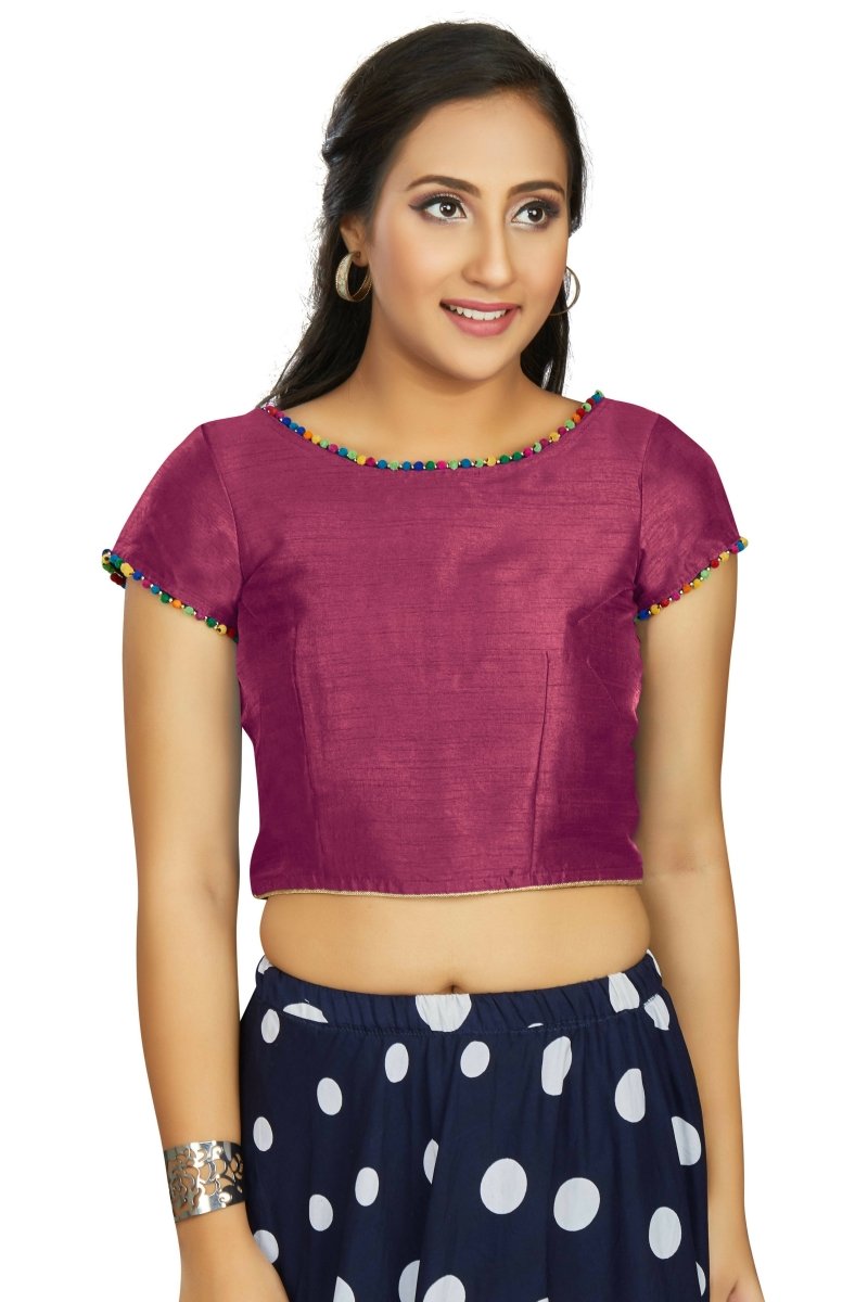 Aastha Fashion Women's Wine Art Silk Designer Party Wear Readymade Blouse - Distacart