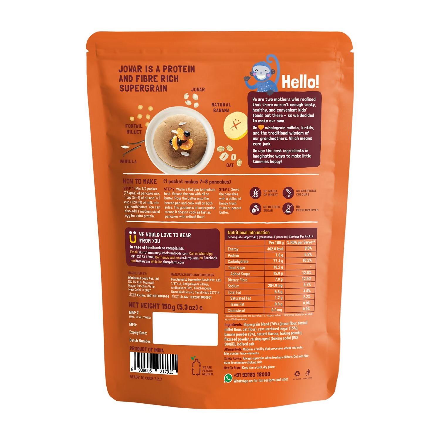 Slurrp Farm Millet Pancake Mix Combo Blueberry & Classic - Distacart