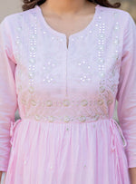 Thumbnail for Kaajh Women's Light Pink Embroidered Ethnic Dress - Distacart