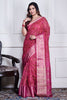 Morchari Pink Script Printed Orzanga Saree Unstitched Blouse - Distacart