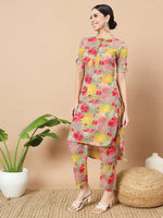 Thumbnail for Yufta Sea Green Floral Printed Cotton Yoke Co-Ord Set