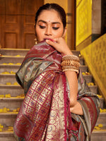 Thumbnail for Anaita Sea Green Banarasi Saree With Blouse Piece - Distacart
