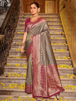 Thumbnail for Anaita Sea Green Banarasi Saree With Blouse Piece - Distacart
