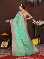 Thumbnail for Lorenvalley Fashion Seagreen Soft Katan Silk Woven Design Rich Zari Weaving Pallu Saree - Distacart