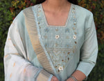 Thumbnail for Lorenvalley Fashion Seagreen Roman Silk Hand Work Kurta Pant with Dupatta