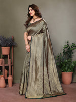 Thumbnail for Vedant Vastram Litchi Silk Banarasi Silk Saree - Bottle Green - Distacart
