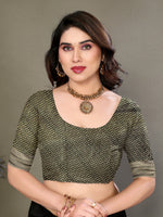 Thumbnail for Vedant Vastram Litchi Silk Banarasi Silk Saree - Bottle Green - Distacart