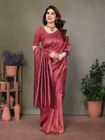 Thumbnail for Vedant Vastram Litchi Silk Banarasi Silk Saree - Maroon - Distacart