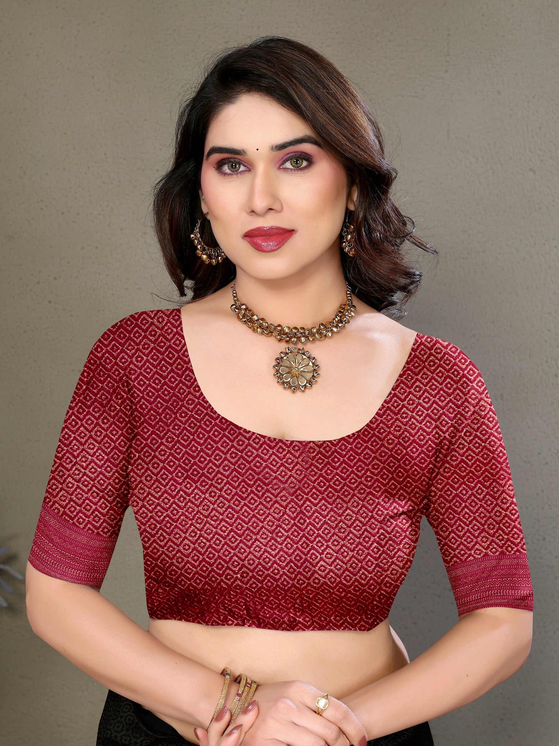 Vedant Vastram Litchi Silk Banarasi Silk Saree - Maroon - Distacart