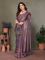 Thumbnail for Vedant Vastram Litchi Silk Banarasi Silk Saree - Navy - Distacart