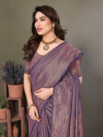 Thumbnail for Vedant Vastram Litchi Silk Banarasi Silk Saree - Navy - Distacart