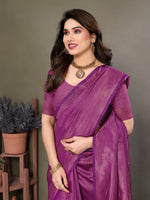 Thumbnail for Vedant Vastram Litchi Silk Banarasi Silk Saree - Purple - Distacart