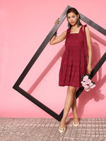 Thumbnail for Yufta Self Design Tiered Fit & Flare Dress - Distacart