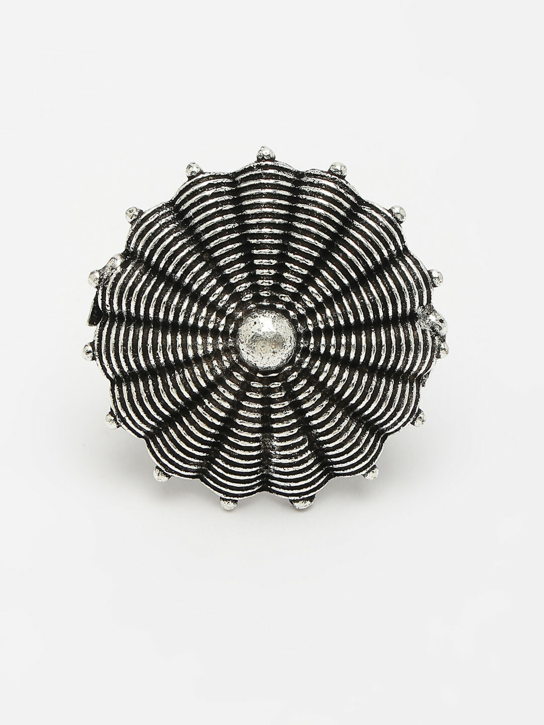 NVR Women's Silver-Toned Floral Shape Adjustable Finger Ring - Distacart