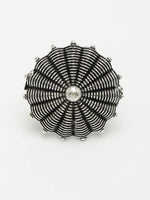 Thumbnail for NVR Women's Silver-Toned Floral Shape Adjustable Finger Ring - Distacart