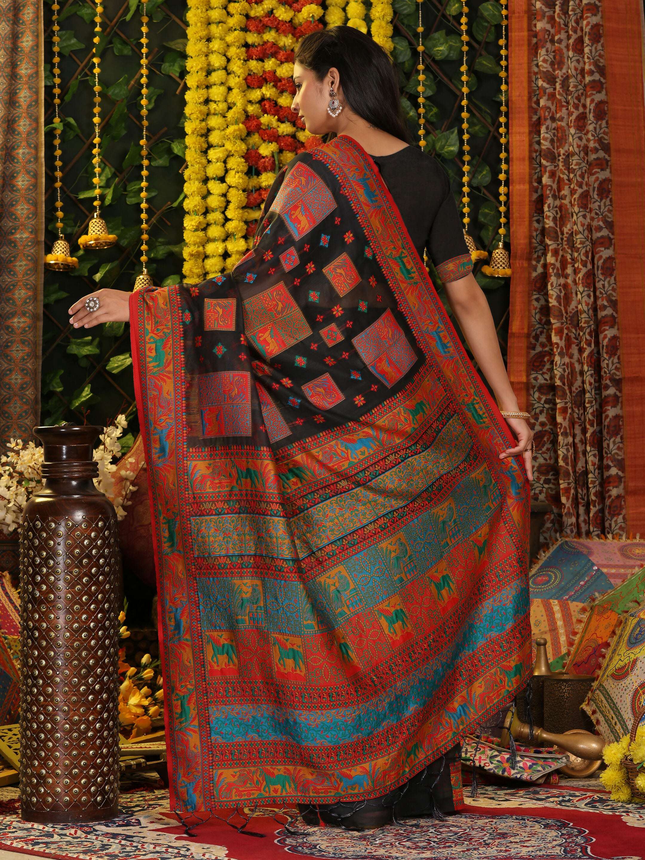 Astita Linen Cotton Black Saree
