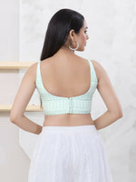 Thumbnail for Joban Fashion Pista-Green Shift Sleeveless Back Open Blouse