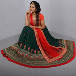 Thumbnail for Jyoti Fashion Red & Bottle Green Thread & 3mm Sequence Embroidery Georgette Lehenga Choli with Dupatta - Distacart