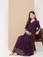 Thumbnail for Ahalyaa Women's Traditional wear Ethnic Dress - Burgundy - Distacart