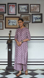 Thumbnail for Jyoti Fashion Women's Purple Pure Muslin Heavy Digital Printed Kurta Plazo Set - Distacart