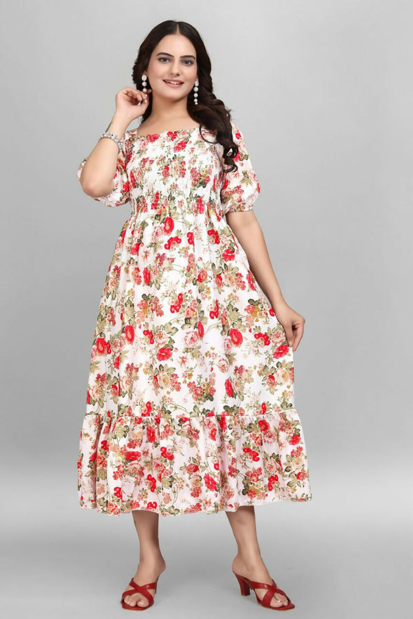 Preksha Creation Women American Crepe Micro Gown - Red - Distacart