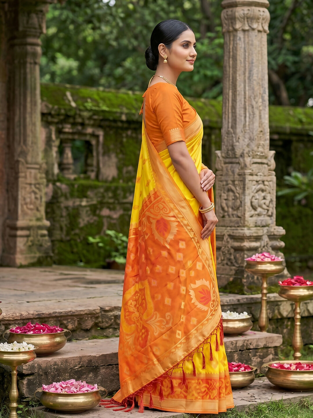 Shree Shyam Fashion Yellow Soft Silk Saree - Dista