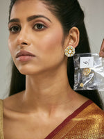 Thumbnail for Nuyug 22K Gold-Plated Elegant Kundan Studded & Pearls Beaded Floral Studs