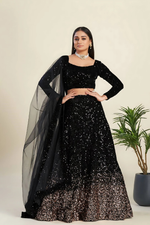 Thumbnail for Lehenga Mart Designer Wedding Lehenga Choli For Women - Black - Distacart