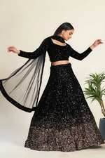 Thumbnail for Lehenga Mart Designer Wedding Lehenga Choli For Women - Black - Distacart